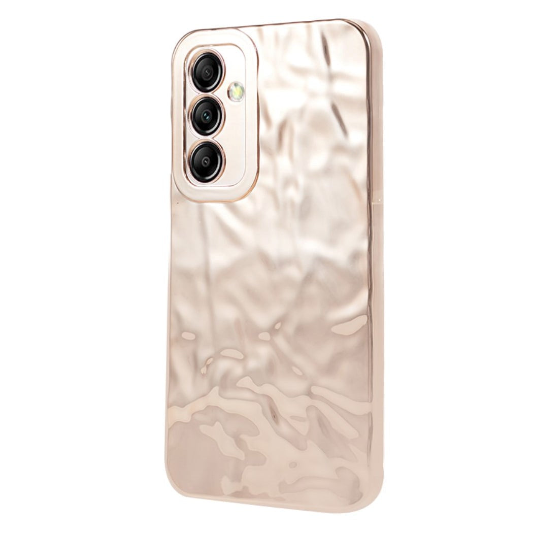 Samsung Galaxy A24 Skinnende Fleksibel Plastik Cover - Bølget Design - Guld