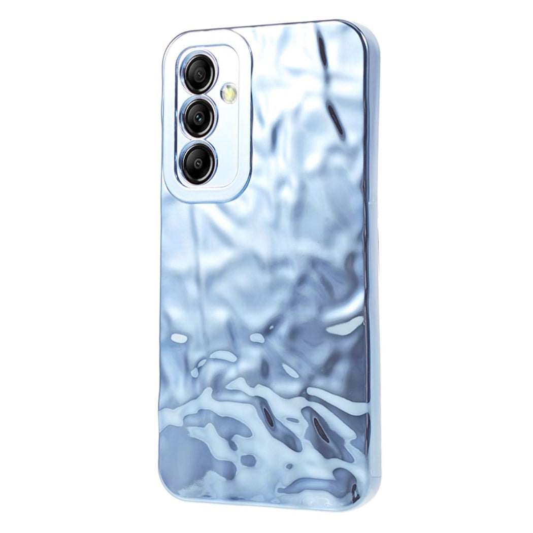Samsung Galaxy A24 Skinnende Fleksibel Plastik Cover - Bølget Design - Blå