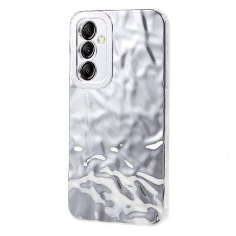 Samsung Galaxy A24 Skinnende Fleksibel Plastik Cover - Bølget Design - Sølv