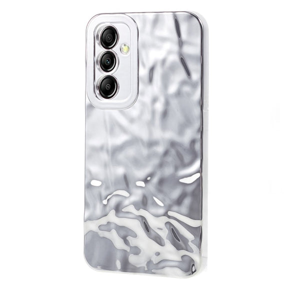 Samsung Galaxy A24 Skinnende Fleksibel Plastik Cover - Bølget Design - Sølv