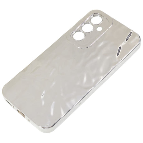 Samsung Galaxy A24 Skinnende Fleksibel Plastik Cover - Bølget Design - Sølv