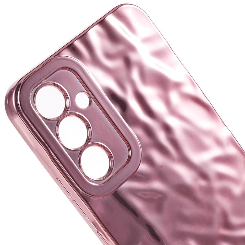 Samsung Galaxy A24 Skinnende Fleksibel Plastik Cover - Bølget Design - Rose Gold