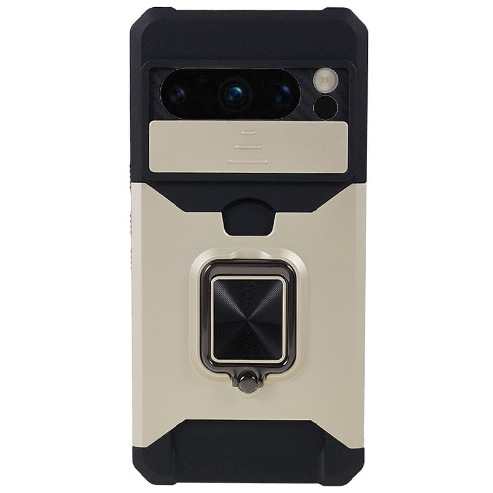 Google Pixel 8 Pro Håndværker Cover m. Magnetisk Kickstand, Kortholder & Cam Slider - Guld