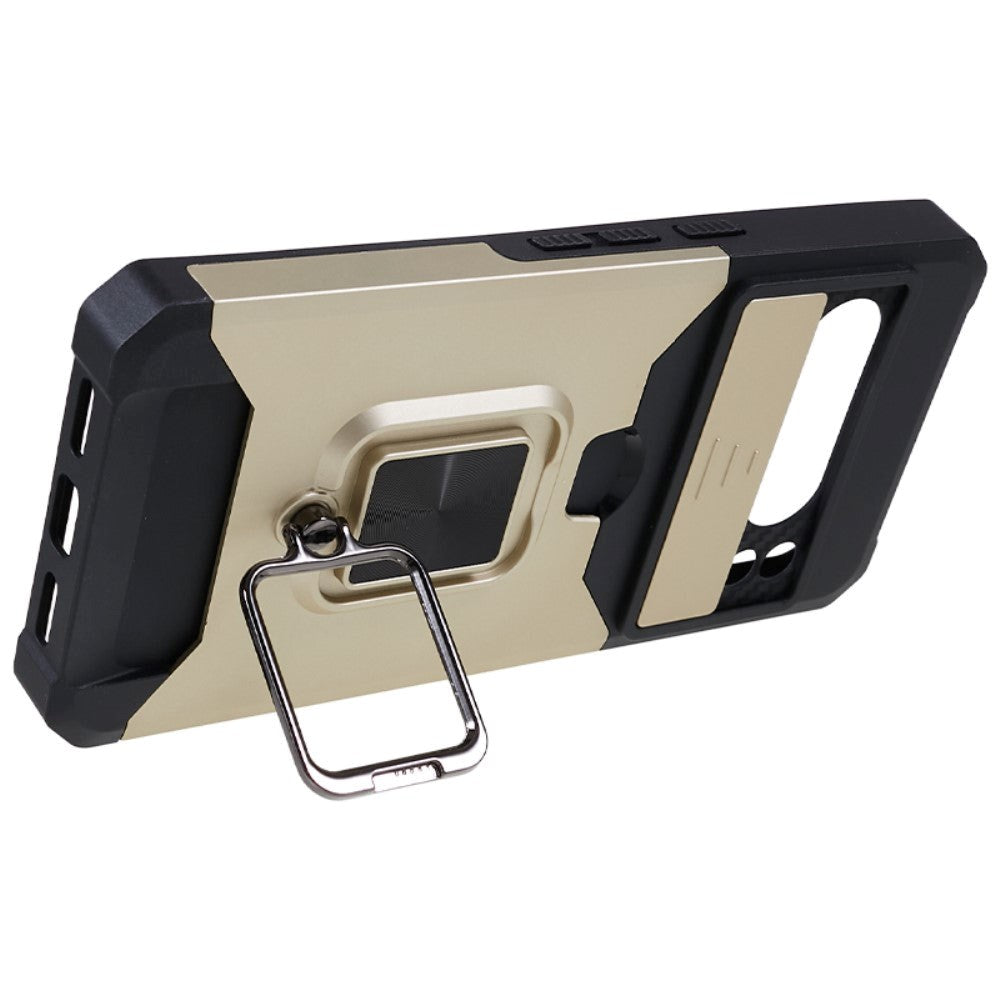 Google Pixel 8 Pro Håndværker Cover m. Magnetisk Kickstand, Kortholder & Cam Slider - Guld