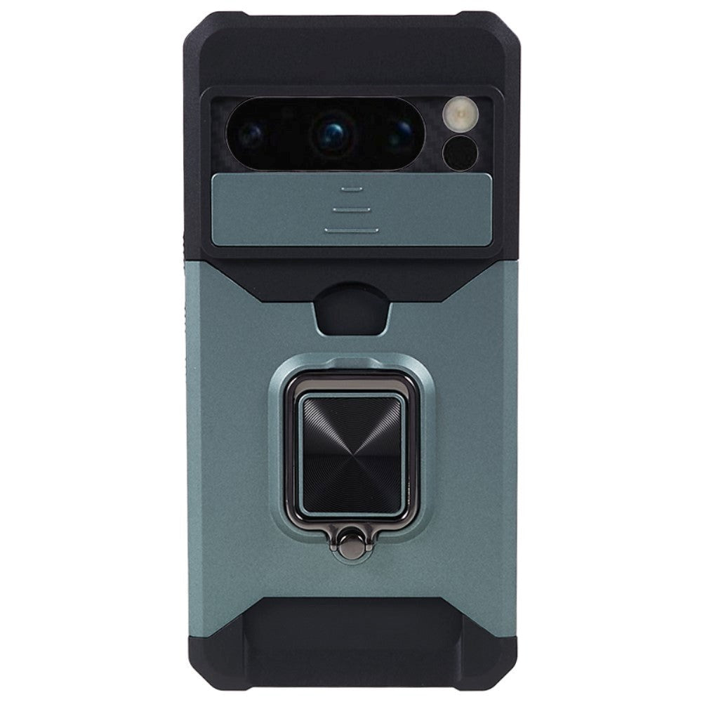 Google Pixel 8 Pro Håndværker Cover m. Magnetisk Kickstand, Kortholder & Cam Slider - Grøn