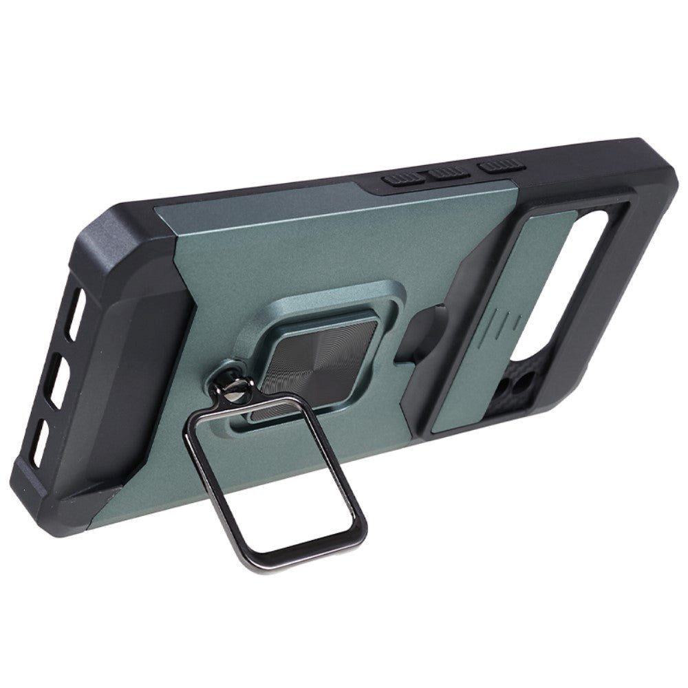 Google Pixel 8 Pro Håndværker Cover m. Magnetisk Kickstand, Kortholder & Cam Slider - Grøn