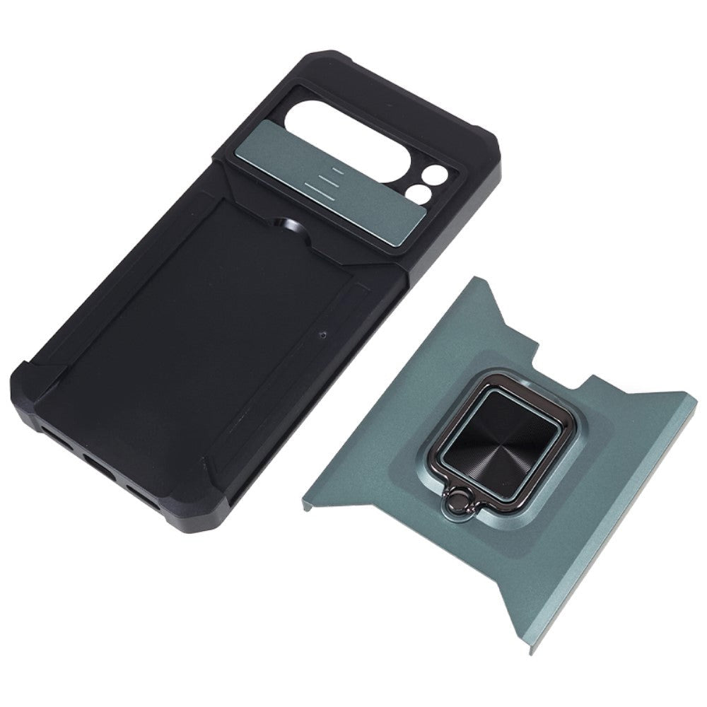 Google Pixel 8 Pro Håndværker Cover m. Magnetisk Kickstand, Kortholder & Cam Slider - Grøn
