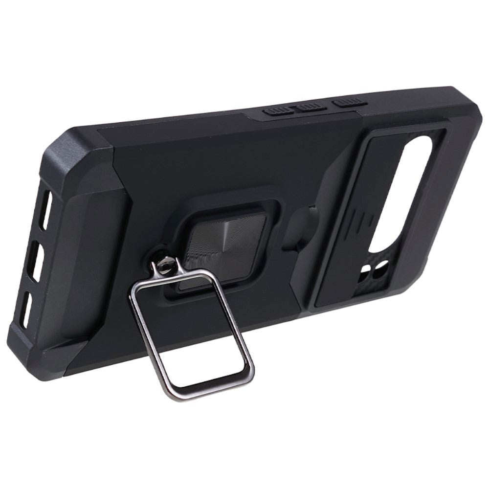 Google Pixel 8 Pro Håndværker Cover m. Magnetisk Kickstand, Kortholder & Cam Slider - Sort