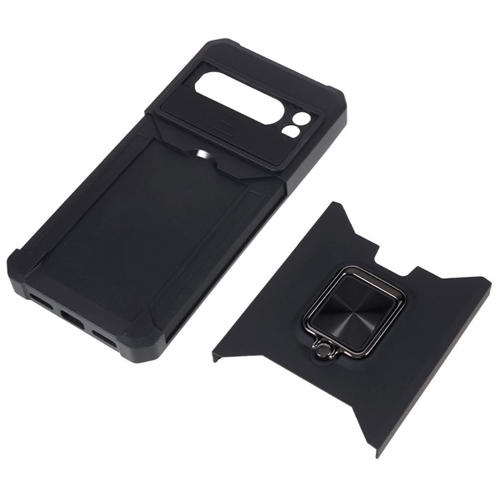 Google Pixel 8 Pro Håndværker Cover m. Magnetisk Kickstand, Kortholder & Cam Slider - Sort