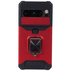 Google Pixel 8 Pro Håndværker Cover m. Magnetisk Kickstand, Kortholder & Cam Slider - Rød