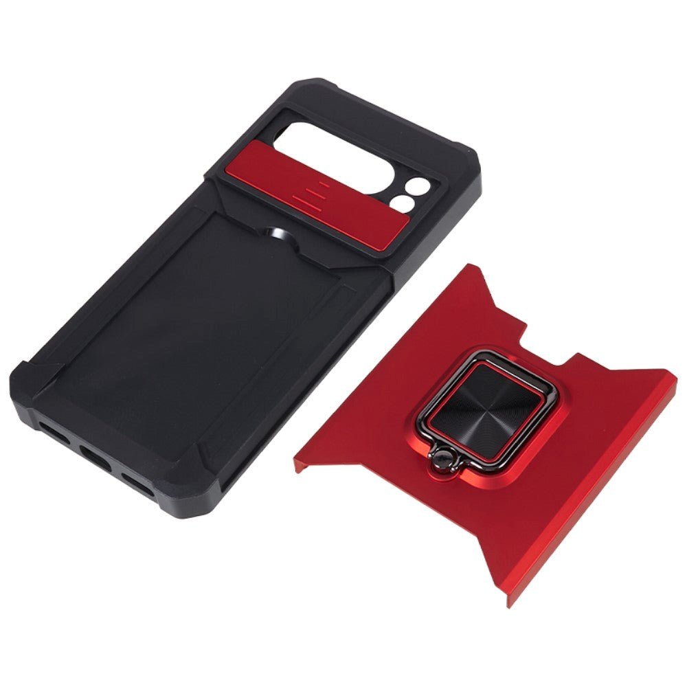 Google Pixel 8 Pro Håndværker Cover m. Magnetisk Kickstand, Kortholder & Cam Slider - Rød