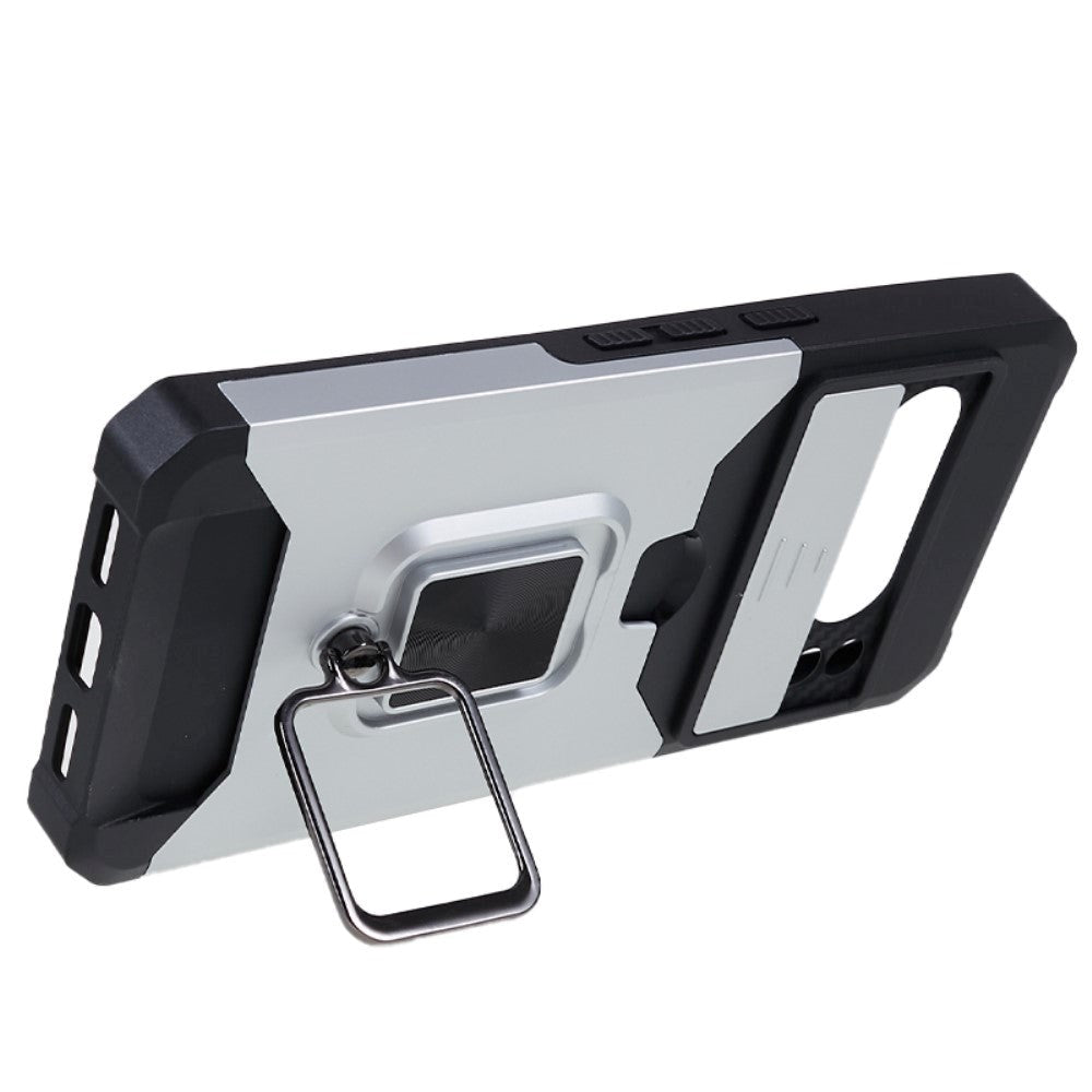Google Pixel 8 Pro Håndværker Cover m. Magnetisk Kickstand, Kortholder & Cam Slider - Sølv