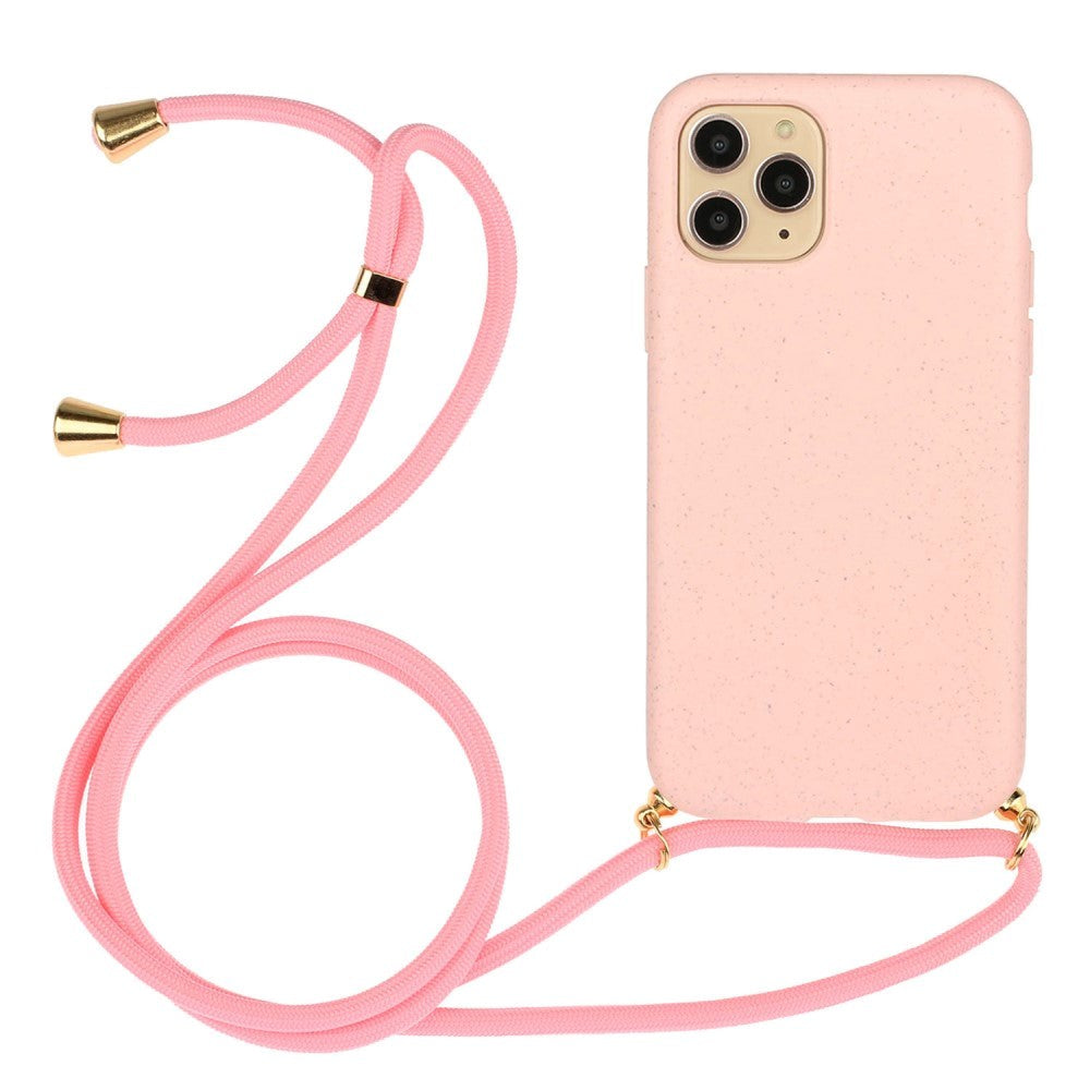 iPhone 15 Pro Max Fleksibelt Plastik Cover m. Snor / Strop - Pink