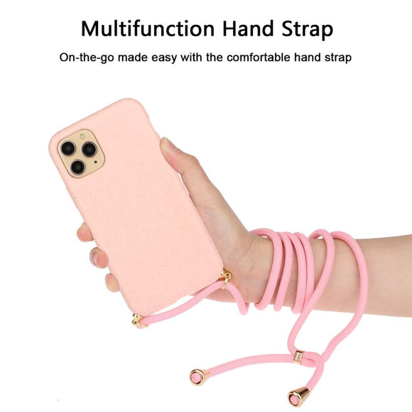 iPhone 15 Pro Max Fleksibelt Plastik Cover m. Snor / Strop - Pink