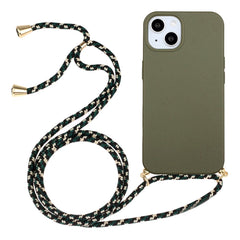 iPhone 15 Plus Fleksibelt Plastik Cover m. Snor / Strop - Army Grøn
