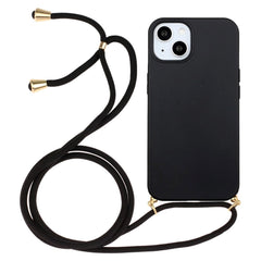 iPhone 15 Fleksibelt Plastik Cover m. Snor / Strop - Sort