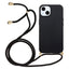 iPhone 15 Fleksibelt Plastik Cover m. Snor / Strop - Sort