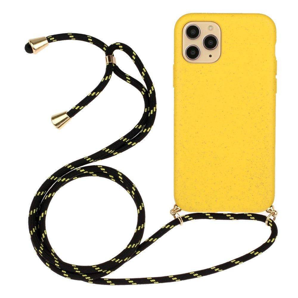 iPhone 15 Pro Fleksibelt Plastik Cover m. Snor / Strop - Gul
