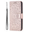 iPhone 15 Pro Max Læder Cover m. Pung og Strop - Mandala Blomst - Rose Gold