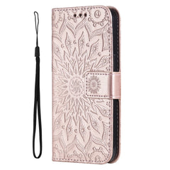 iPhone 15 Pro Læder Cover m. Pung og Strop - Mandala Blomst - Rose Gold