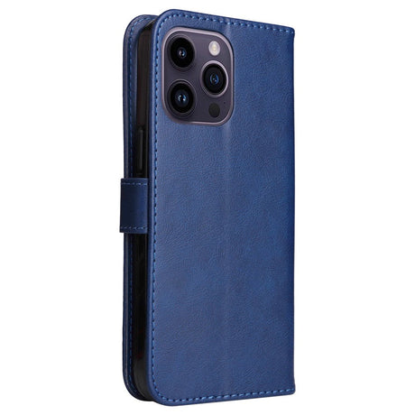 iPhone 15 Pro Max Læder Cover m. Pung og Strop - Blå