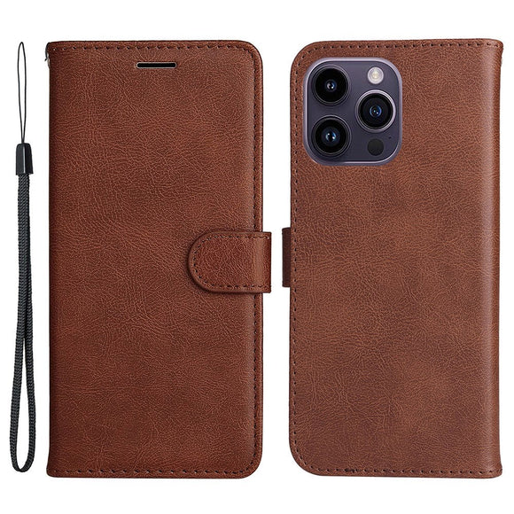 iPhone 15 Pro Max Læder Cover m. Pung og Strop - Brun