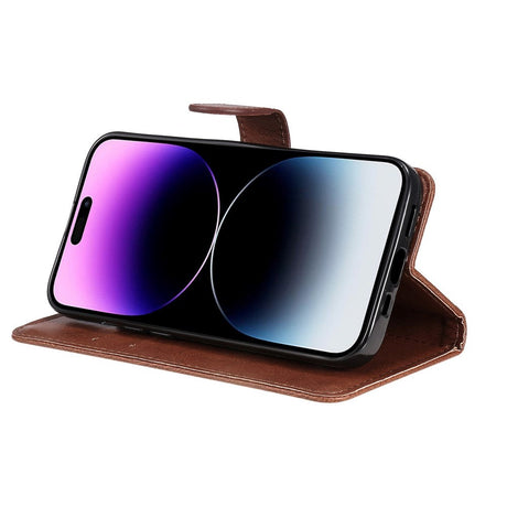 iPhone 15 Pro Max Læder Cover m. Pung og Strop - Brun