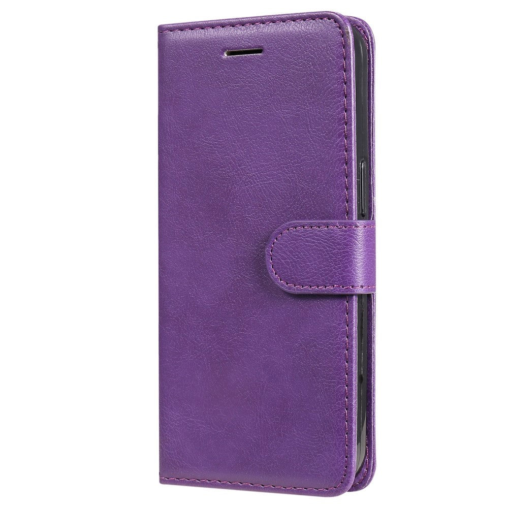 iPhone 15 Pro Max Læder Cover m. Pung og Strop - Lilla