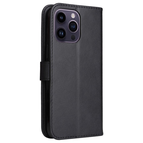 iPhone 15 Pro Max Læder Cover m. Pung og Strop - Sort