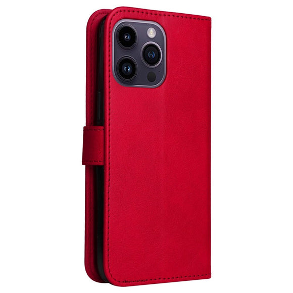 iPhone 15 Pro Max Læder Cover m. Pung og Strop - Rød