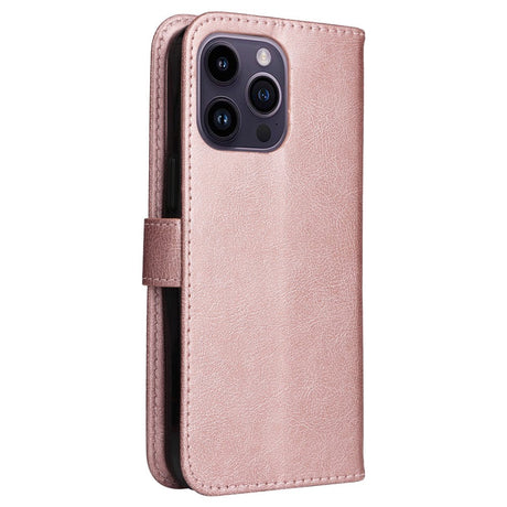 iPhone 15 Pro Max Læder Cover m. Pung og Strop - Rose Gold