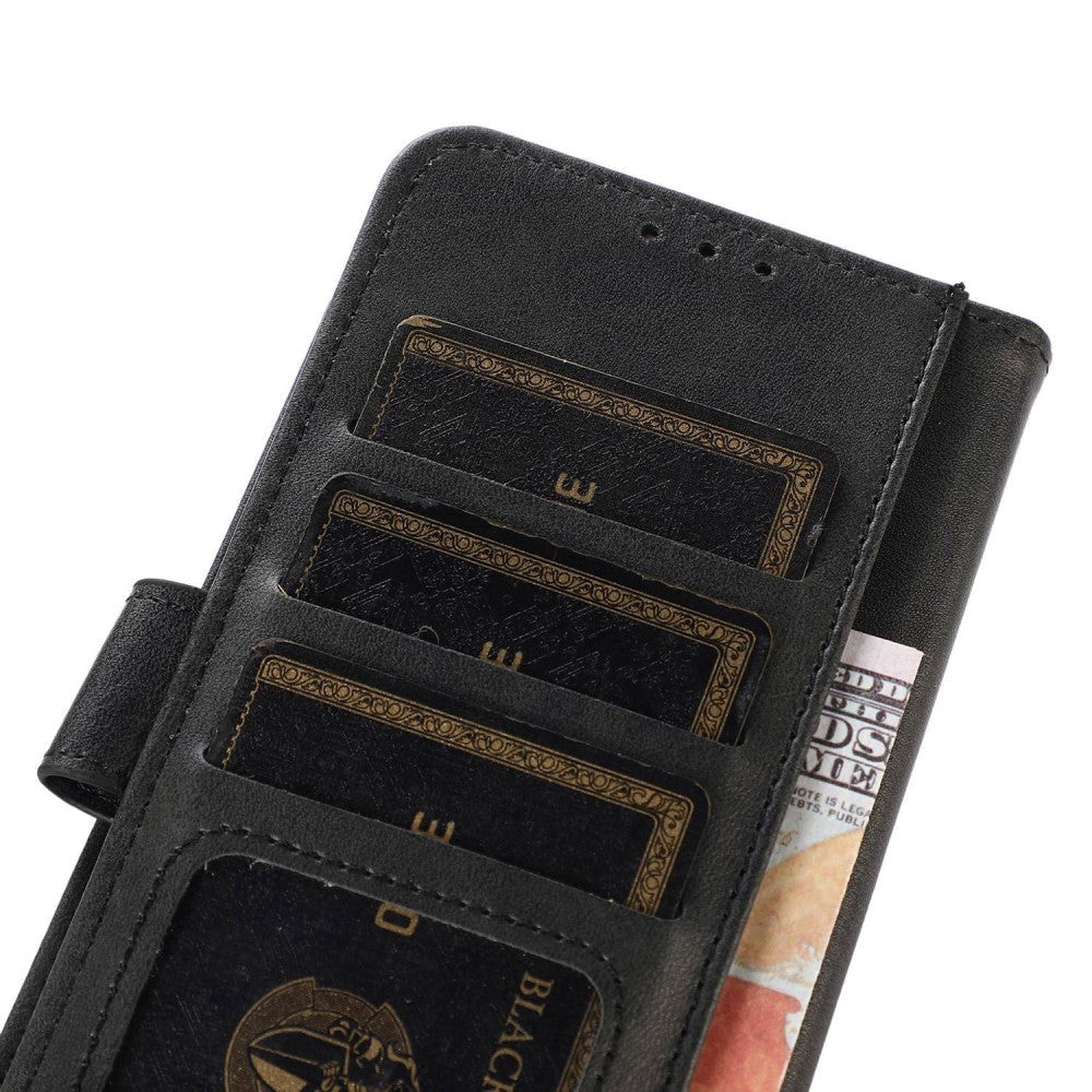 iPhone 15 Pro Max Læder Cover m. Pung & Magnetisk Luk - Sort