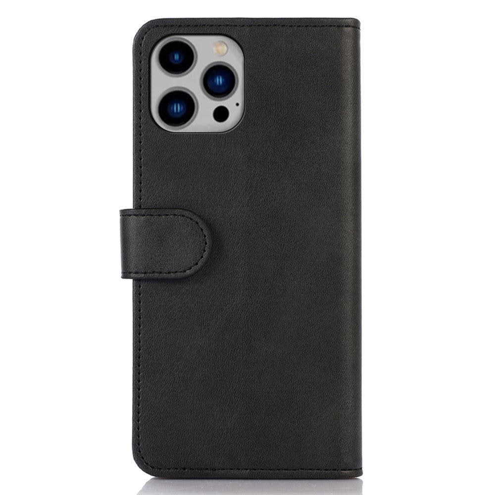 iPhone 15 Pro Max Læder Cover m. Pung & Magnetisk Luk - Sort