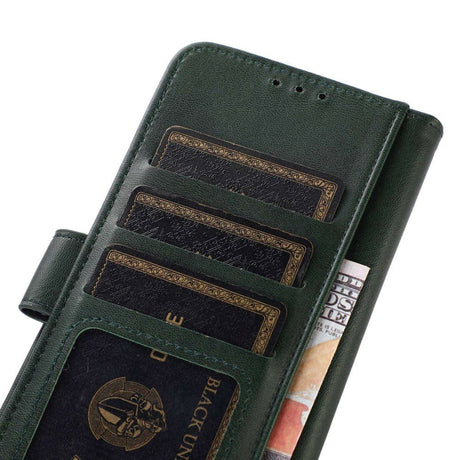 iPhone 15 Plus Læder Cover m. Pung & Magnetisk Luk - Grøn