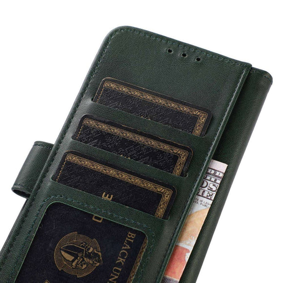 iPhone 15 Plus Læder Cover m. Pung & Magnetisk Luk - Grøn
