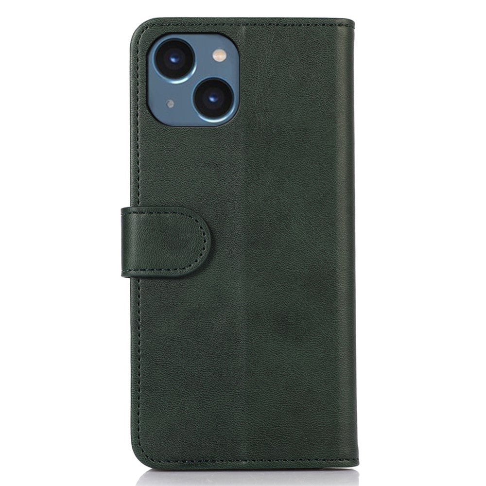 iPhone 15 Plus Læder Cover m. Pung & Magnetisk Luk - Grøn