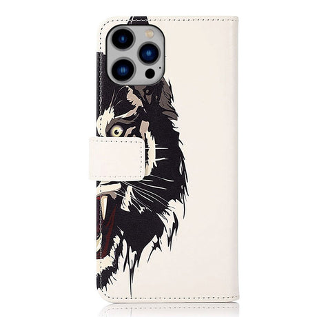 iPhone 15 Pro Læder Cover m. Pung - Tiger