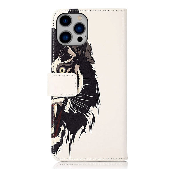 iPhone 15 Pro Læder Cover m. Pung - Tiger