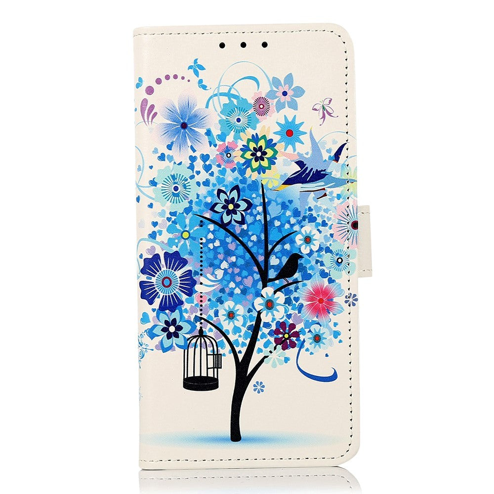 iPhone 15 Pro Læder Cover m. Pung - Blåt Træ