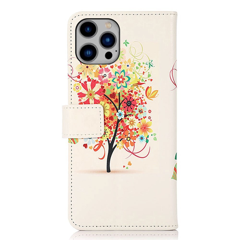 iPhone 15 Pro Læder Cover m. Pung - Rødt Træ