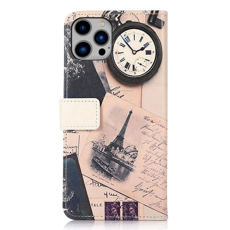 iPhone 15 Pro Max Læder Cover m. Pung - Eiffeltårnet