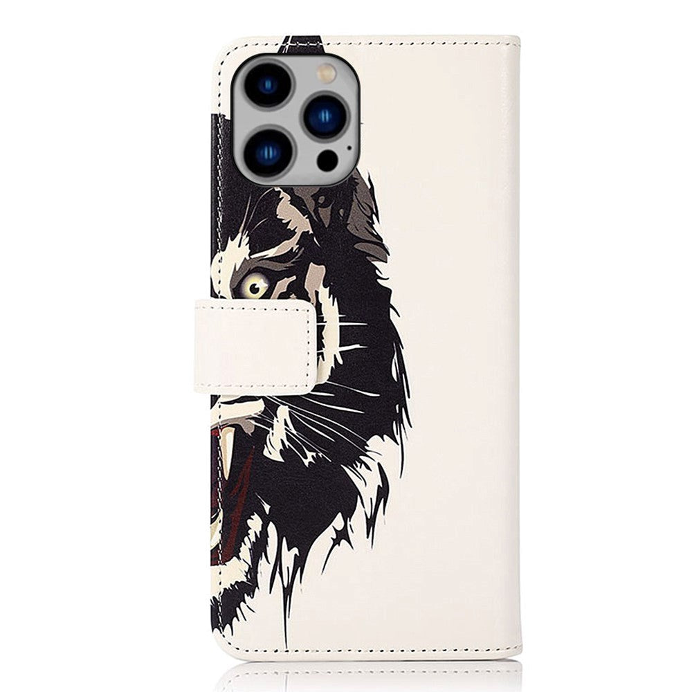 iPhone 15 Pro Max Læder Cover m. Pung - Tiger
