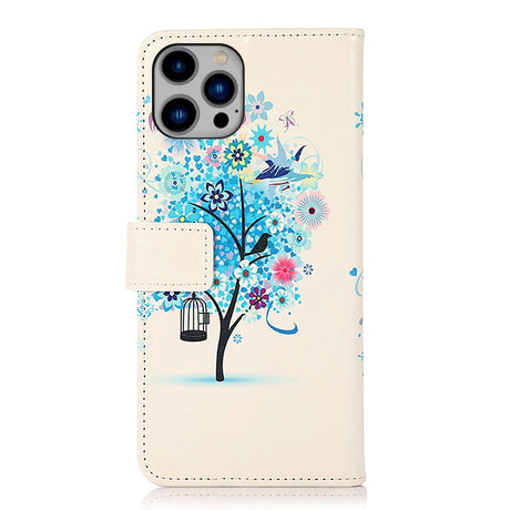 iPhone 15 Pro Max Læder Cover m. Pung - Blåt Træ