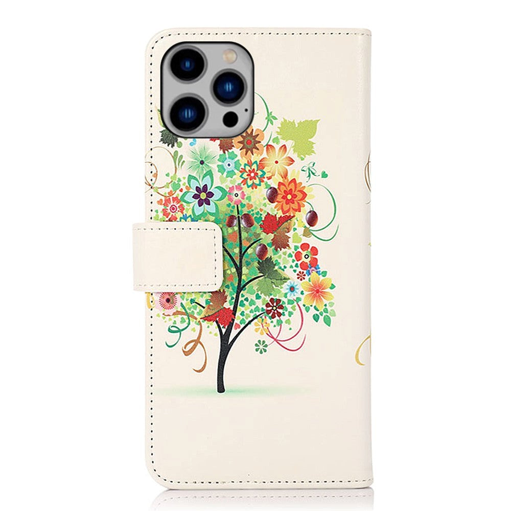 iPhone 15 Pro Max Læder Cover m. Pung - Træ Motiv