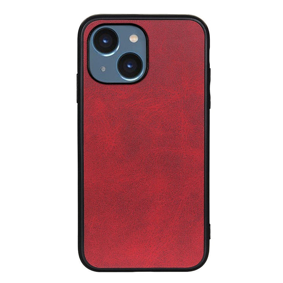 iPhone 15 Læderbelagt Plastik Cover - Rød