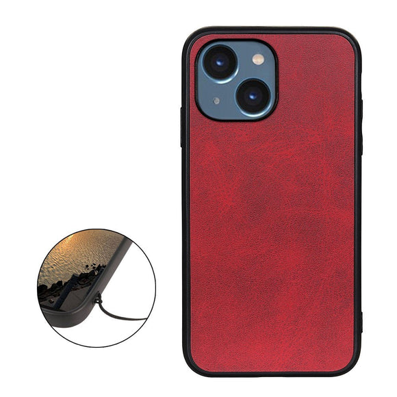 iPhone 15 Læderbelagt Plastik Cover - Rød