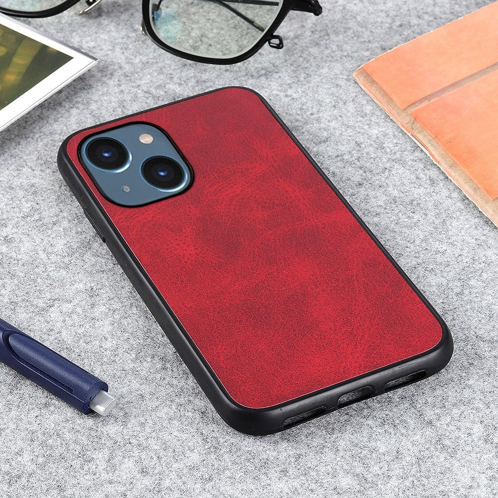iPhone 15 Læderbelagt Plastik Cover - Rød