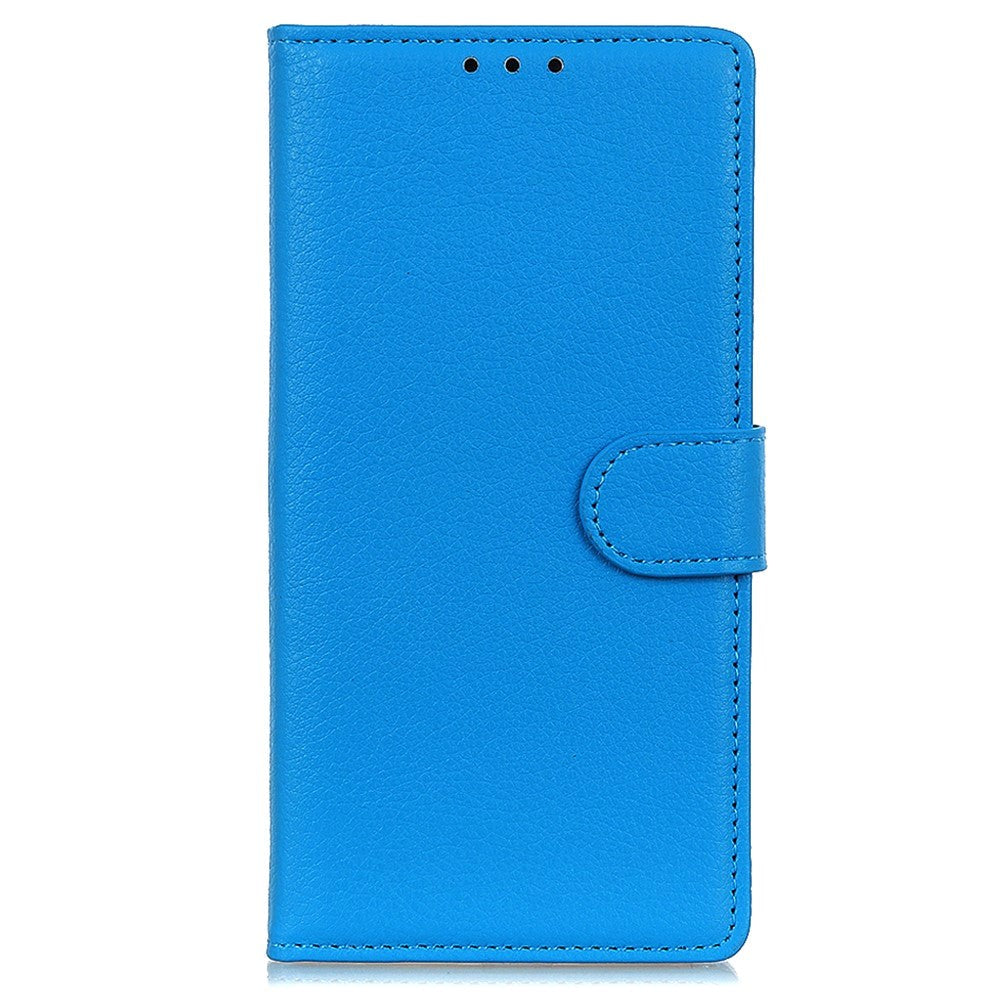 iPhone 15 Plus Litchi Læder Cover m. Pung - Blå
