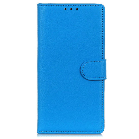 iPhone 15 Plus Litchi Læder Cover m. Pung - Blå