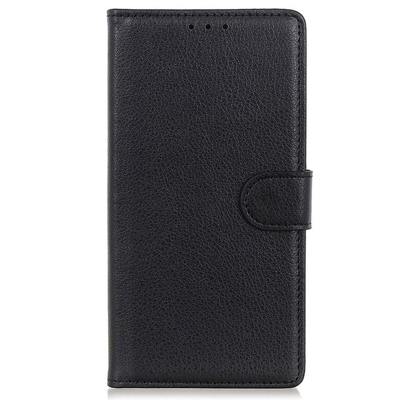 iPhone 15 Plus Litchi Læder Cover m. Pung - Sort